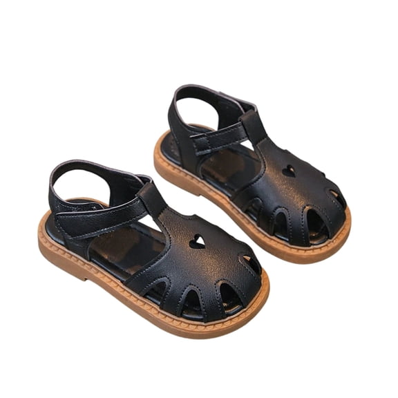 JIAYUE Boys Girls Breathable Flat Sandals Closed Toe Solid Color Baby Hook And Loop Soft Sole Lightweight Casual Beach Shoes For Toddler