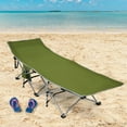 thumbnail image 5 of Costway Folding Camping Cot Heavy-Duty Outdoor Cot Bed w/ Side Storage Pocket Green, 5 of 11