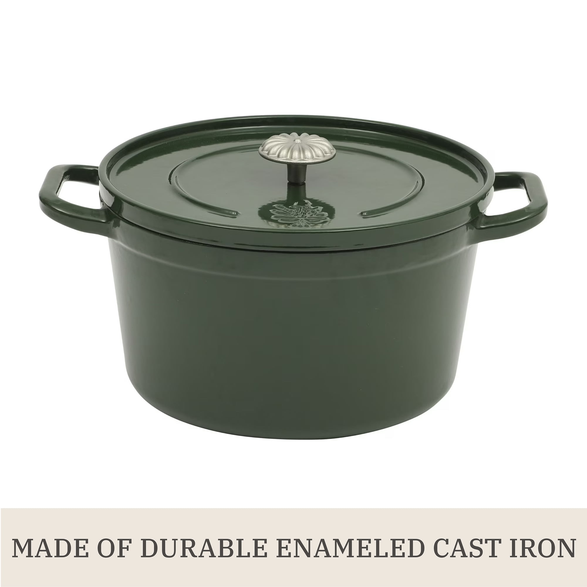 The Pioneer Woman 5-Quart Enamel Cast Iron Dutch Oven with Lid, Dark Green