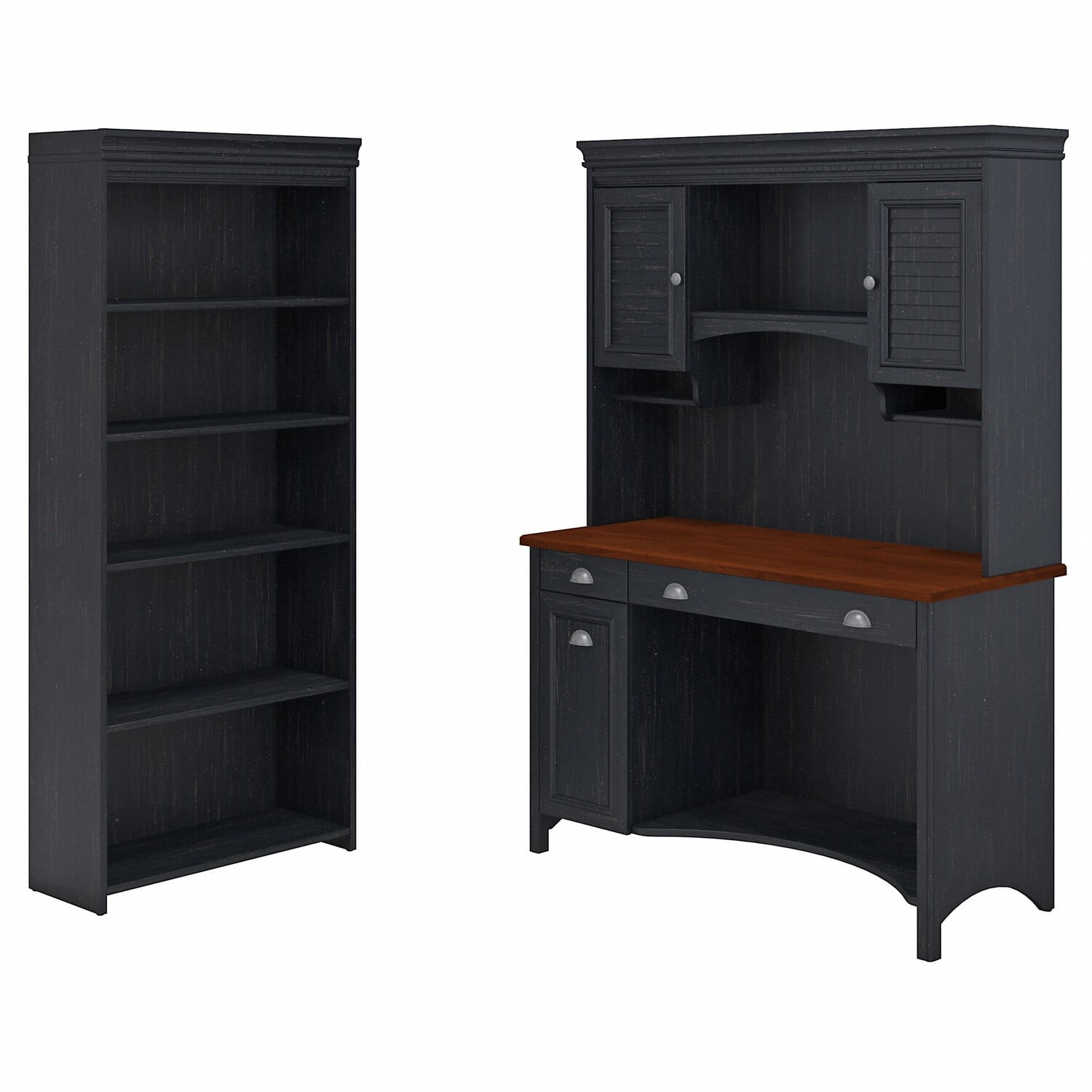 Bush Furniture Fairview Computer Desk with Hutch and 5 Shelf Bookcase