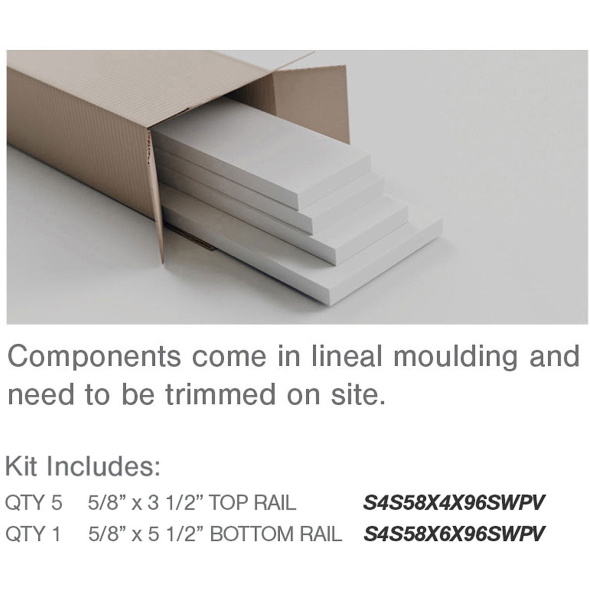 104" Height with 20" Wide Adjustable Wall Panels, Classic Shaker 8' PVC Wainscoting Kit, (for heights up to 104"H)