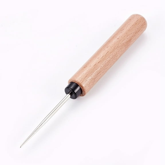 Wooden Awl Pricker Sewing Tool Hole Maker Tool for Punch Sewing Stitching Leather Craft BurlyWood 12.95x1.4cm