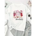 thumbnail image 2 of Women's Valentine's Day Pencil Graphic T-Shirt - Casual Round Neck Short Sleeve, Comfortable Polyester Blend Summer Top with Colorful Pencil and Heart Design, Casual Summer Top|Fun Casual Wear|Machin, 2 of 6