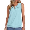 thumbnail image 2 of Women's T-Shirt Basic Cotton-Line Blend Short Sleeve Blouse Elegant Wedding Tunics Oversized Tops Loose and Comfortable Woman Clothing Vetement Femme Sky Blue S, 2 of 6