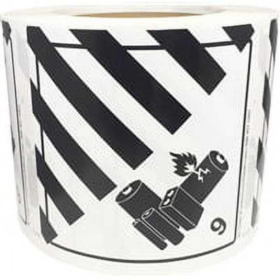 Hazard Class 9 D.O.T. Lithium Battery 4 x 4 Inch 500 Adhesive Stickers