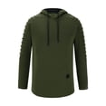 thumbnail image 5 of ZCFZJW Mens Hoodies Tops Trendy Fall Ruched Long Sleeve Casual Solid Color Drawstring Hooded Pullover Sweatshirts Trendy Warm Outerwear Shirts Green S, 5 of 5