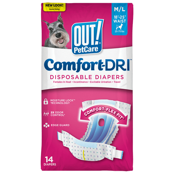 OUT! PetCare Disposable Female Dog Diapers, Absorbent Leak Proof Fit