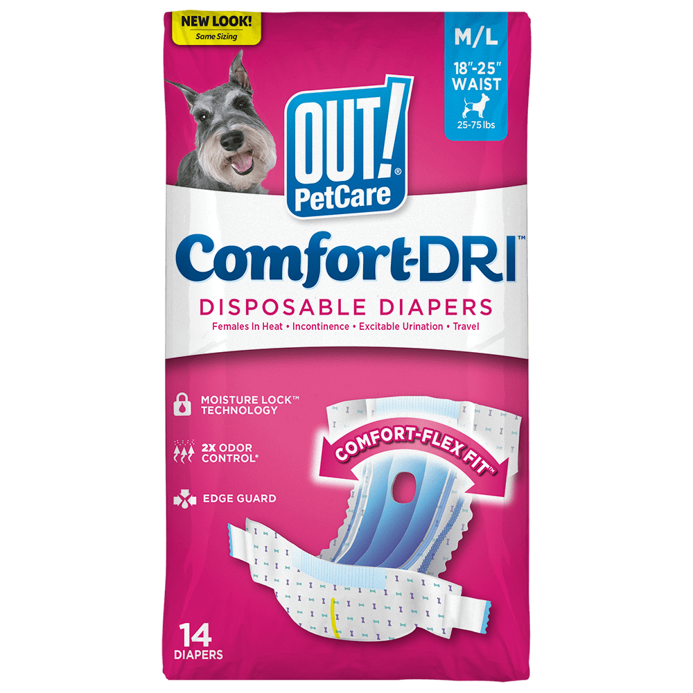 OUT! Pet Care Disposable Female Dog Diapers, Absorbent with Leak Proof