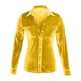thumbnail image 4 of Blusa de terciopelo de manga larga informal de invierno para mujer: camisa elegante lisa con bolsillo con botón, diseño floral, abertura lateral, adecuada para fiestas y citas, 4 of 6
