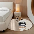 thumbnail image 3 of Area Rug 36in, Japanese Cute Aquatian Dogs Floor Carpet Living Room Rug, Brown Striped Non-Slip Welcome Mat Indoor Rugs for Bedroom Dining Room, 3 of 9