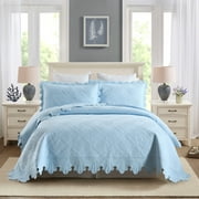 MarCielo 3Pcs 100% Cotton Oversized Quilt Bedspread Coverlet Set TK