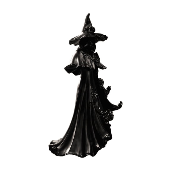 Hvot&aat Black Witch Figurine, Gothic Resin Statue with High-Gloss Flowing Robe, Mystical Faceless Halloween Decor, Elegant Centerpiece for Home, Office & Bookshelf