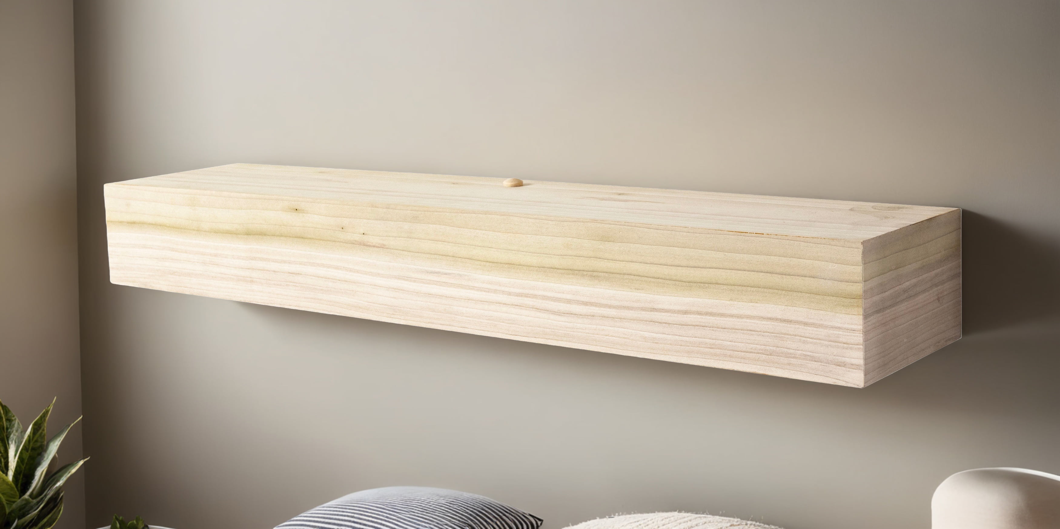 Rayne Poplar Floating Shelf 67x4x4in Raw