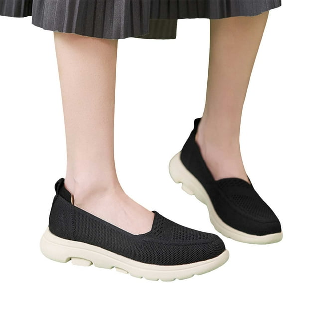 Orthopedic Slip on Walking Shoes for Women Spring Fall Lightweight Breathable Arch Support Platform Wedges Non Slip Work Loafers