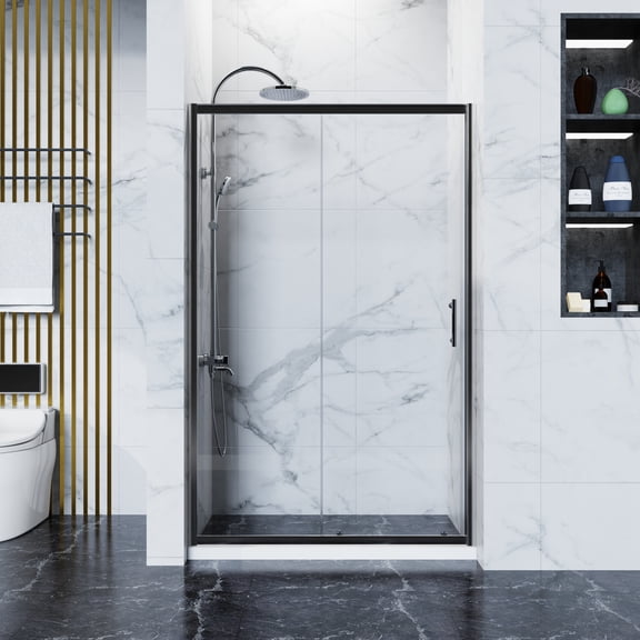 46.5-48"W x 72"H Single Sliding Shower Door, 1/5"(5mm) Glass, Chrome