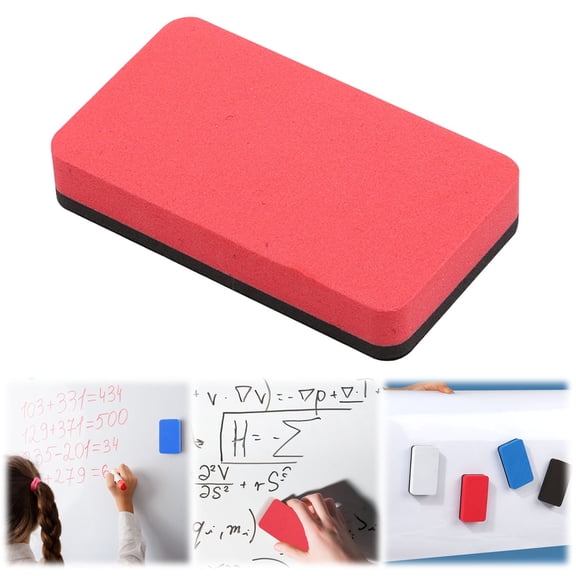 Whiteboard Eraser, Rectangular, Dry Erase Cleaner, Red, 2-Pack