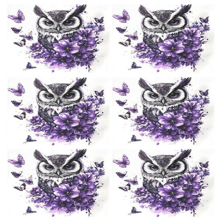 

Ryvnso Placemats Set of 6 Flowers Owl Dining Mats Heat-Resistant Non-Slip Washable Table Mat