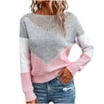 thumbnail image 2 of Suéter de cuello redondo para mujer, camiseta holgada de manga larga con cuello redondo, blusa para mujer, 2 of 4