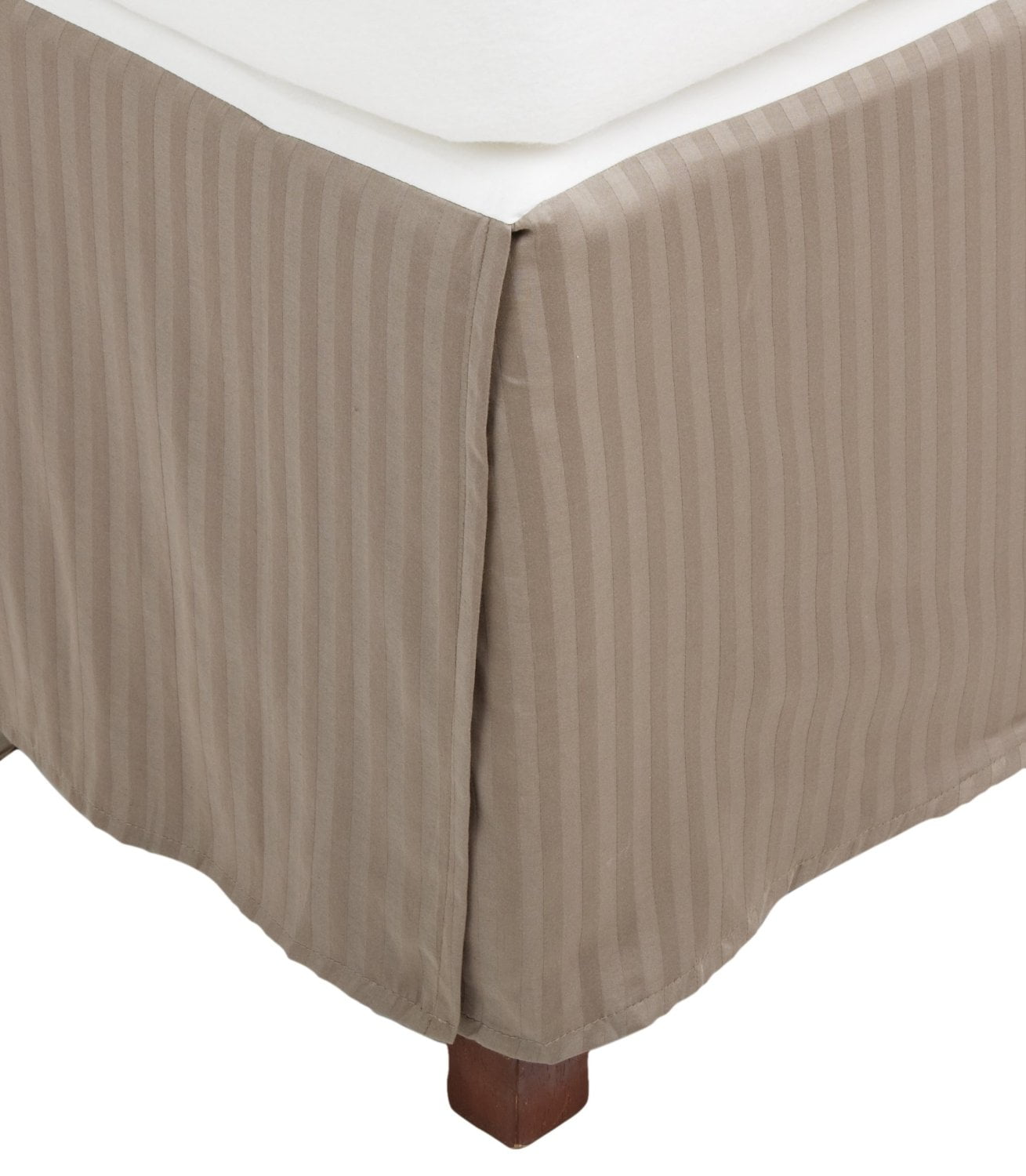 100 Egyptian Cotton Stripes Chic Bed Skirt with Split Corners Grey