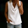 thumbnail image 2 of VNKIDY Womens Cowl Neck Sleeveless Solid Color Textured Tank Top Loose Curved Hem Breathable Summer Casual Daily Vest Tops For Ladies Leisure Top XXL, 2 of 4