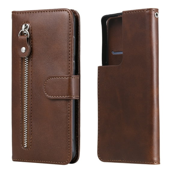 For Samsung Galaxy S21 Ultra 5G Fashion Calf Texture Zipper Horizontal Flip Leather Case with & &