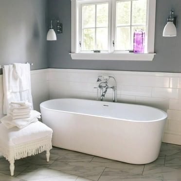 Mia 63 Inch Freestanding Acrylic Soaking Tub - No Faucet Drillings