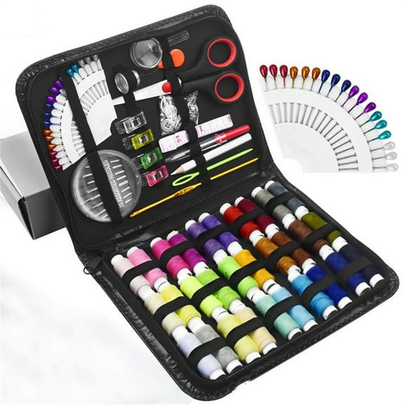 Sewing Kit with Case, 100 pcs Sewing Supplies for Home Travel and Emergency, Contains 26 Color Thread, Mending and Sewing Needles, Scissors, Thimble, Tape Measure