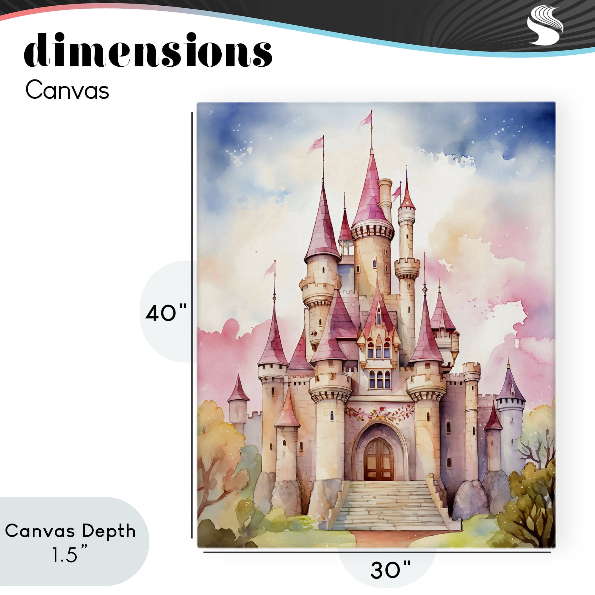 Stupell Industries Princess Castle Watercolor Portrait Canvas Wall Art, design by Creative Studio