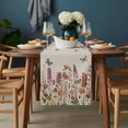 thumbnail image 2 of Spring Floral Table Runner - 48 Inch Long, Kitchen Dining Table Runner Dresser Scarves, Watercolor Lavender Daisy Butterflies Beige Farmhouse Decor for Coffee Tables Wedding Party Banquet, 2 of 8