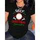 thumbnail image 1 of Camisetas con estampado para mujer, camisetas de manga corta de verano 2025, blusas casuales con cuello redondo para adolescentesCreative Reindeer Mirror Printed T-Shirt for Women, Casual and Trend, 1 of 6