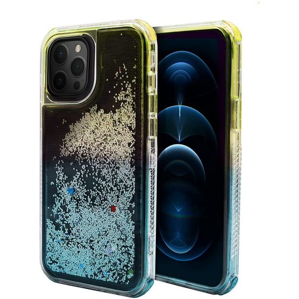 Case For Iphone 12 Pro Max Kiq Shockproof Anti Scratch Full Body Cute Stylish Protective 2 Tone Moving Glitter Sand Cover For Apple Iphone 12 Pro Max Gold And Sky Blue Walmart Com