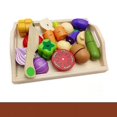 thumbnail image 3 of Juguetes de madera para 2 años - Juego de verduras, 9 juguetes cortables con cuchillo y bandeja de madera, gran regalo para cumpleaños de niños y niñas, 3 of 5