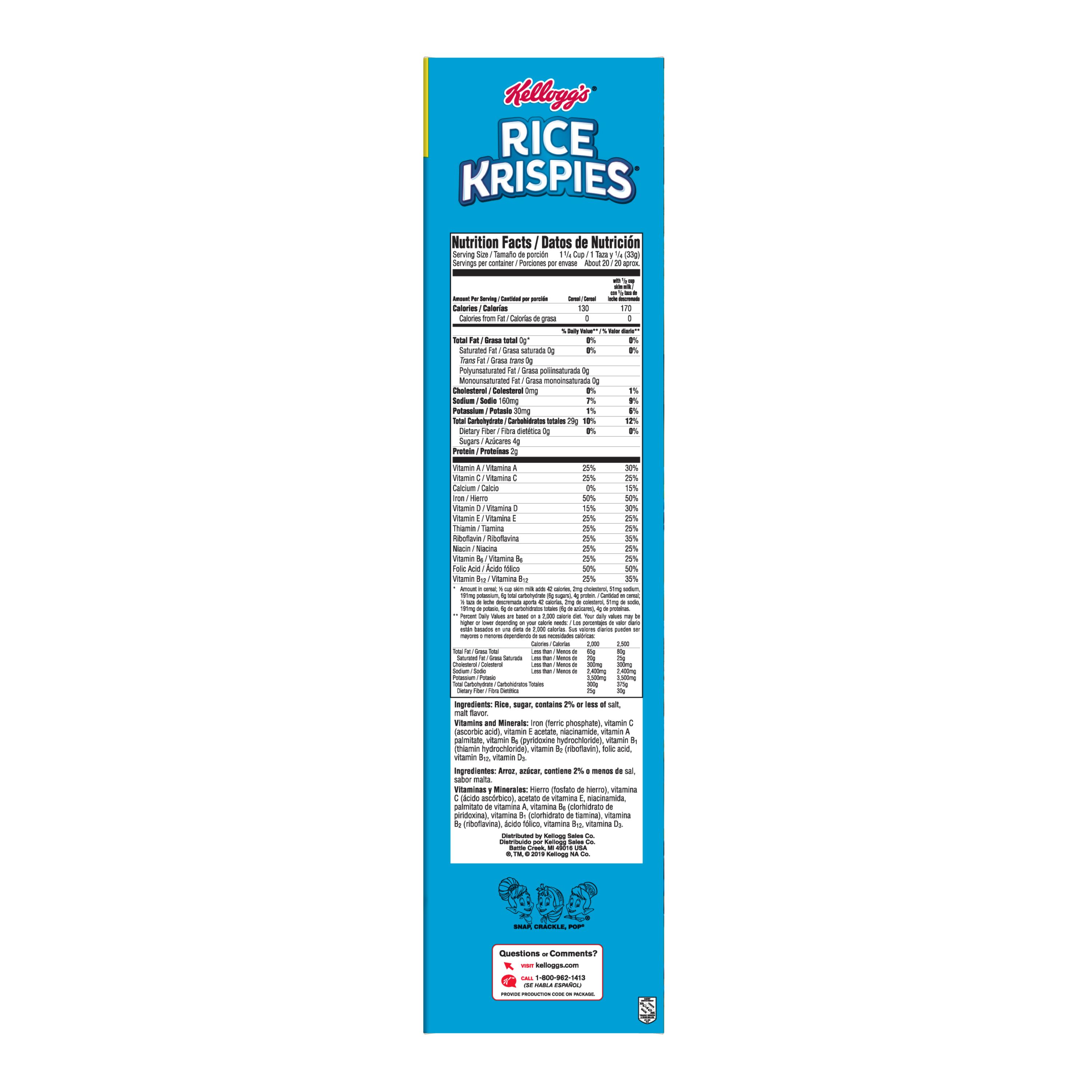Rice Krispies Cereal Nutrition Facts Label Blog Dandk