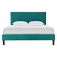 thumbnail image 4 of Platform Bed Frame, Full Size, Teal Blue, Velvet, Modern Contemporary, Bedroom Master Guest Suite Room, 4 of 9