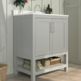 thumbnail image 3 of Emma + Oliver 30 Inch Bathroom Vanity, Single Sink Cabinet with 2 Soft Close Doors and Open Shelf, Carrara Marble Finish Countertop, Gray, 3 of 12