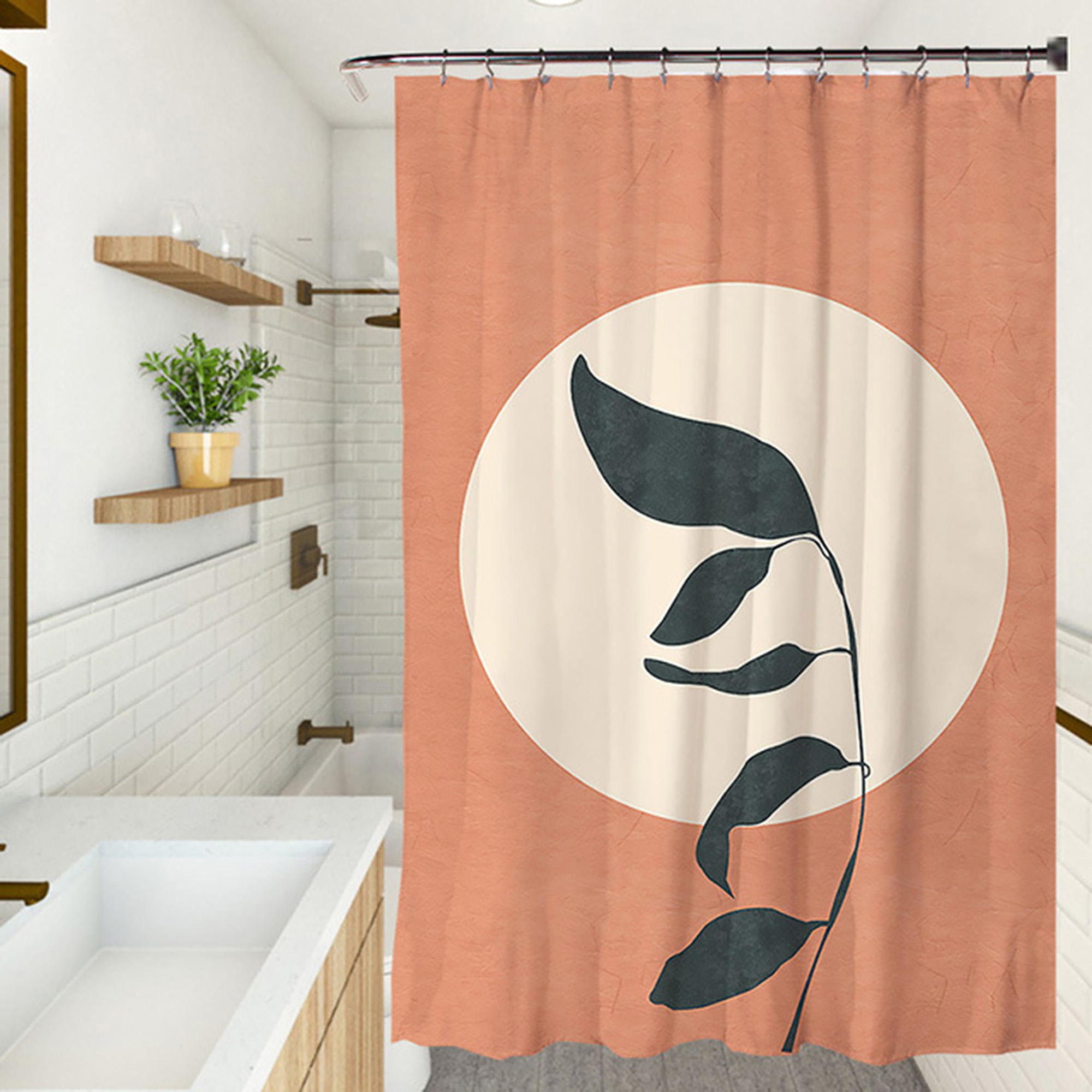 Modern Abstract Fabric Shower Curtain Aesthetic Boho Cute Bathroom