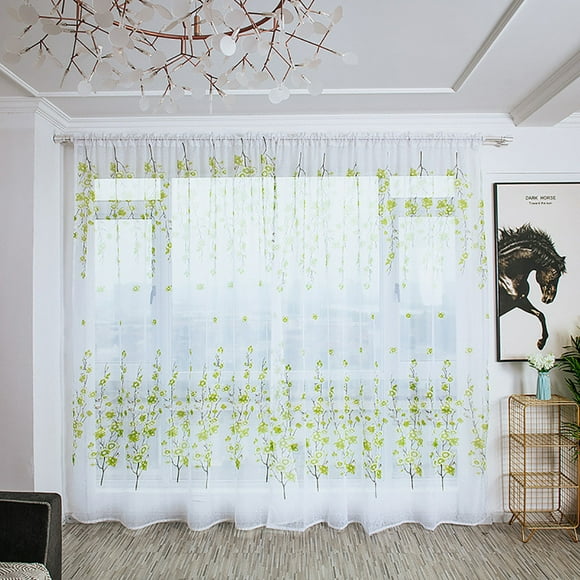 Discount Qaailabf Trees Sheer Curtain Window Voile Drape Valance Fabric