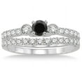 thumbnail image 2 of 1.5 Carat Round Cut Black Diamond Moissnaite Bridal Set On 10K White Gold, Promise Ring, Anniversary Ring, 2 of 2