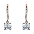thumbnail image 4 of Blue Apple Jewelry Co. Asscher Cut Rose Tone Leverback Women Earrings 925 Sterling Silver, 4 of 5