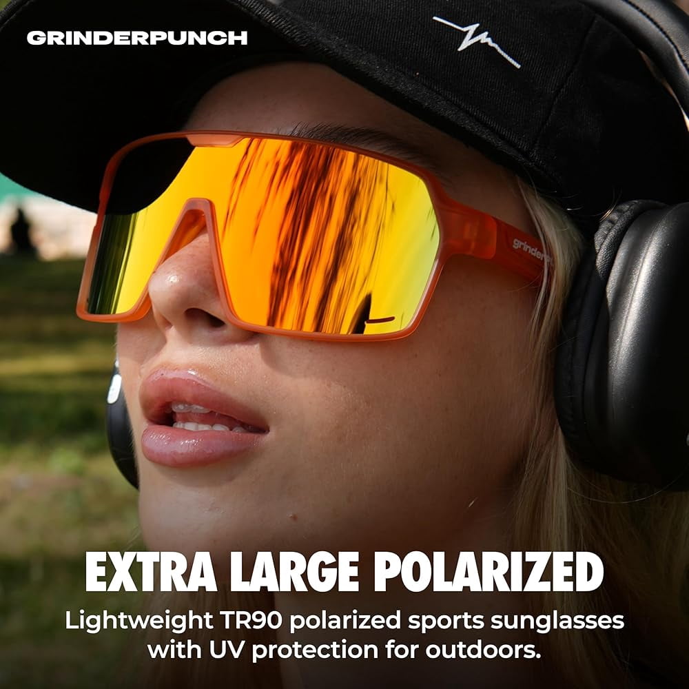 grinderPUNCH XL Baseball Pickleball Running Hiking & Cycling Polarized Sport Sunglasses for Men & Women with UV Protection