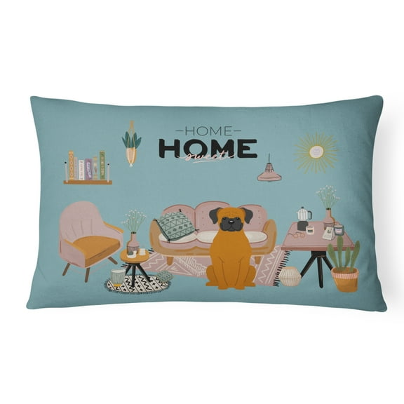Carolines Treasures CK7960PW1216 Fawn Boxer Sweet Home Canvas Fabric Decorative Pillow 12H x16W multicolor