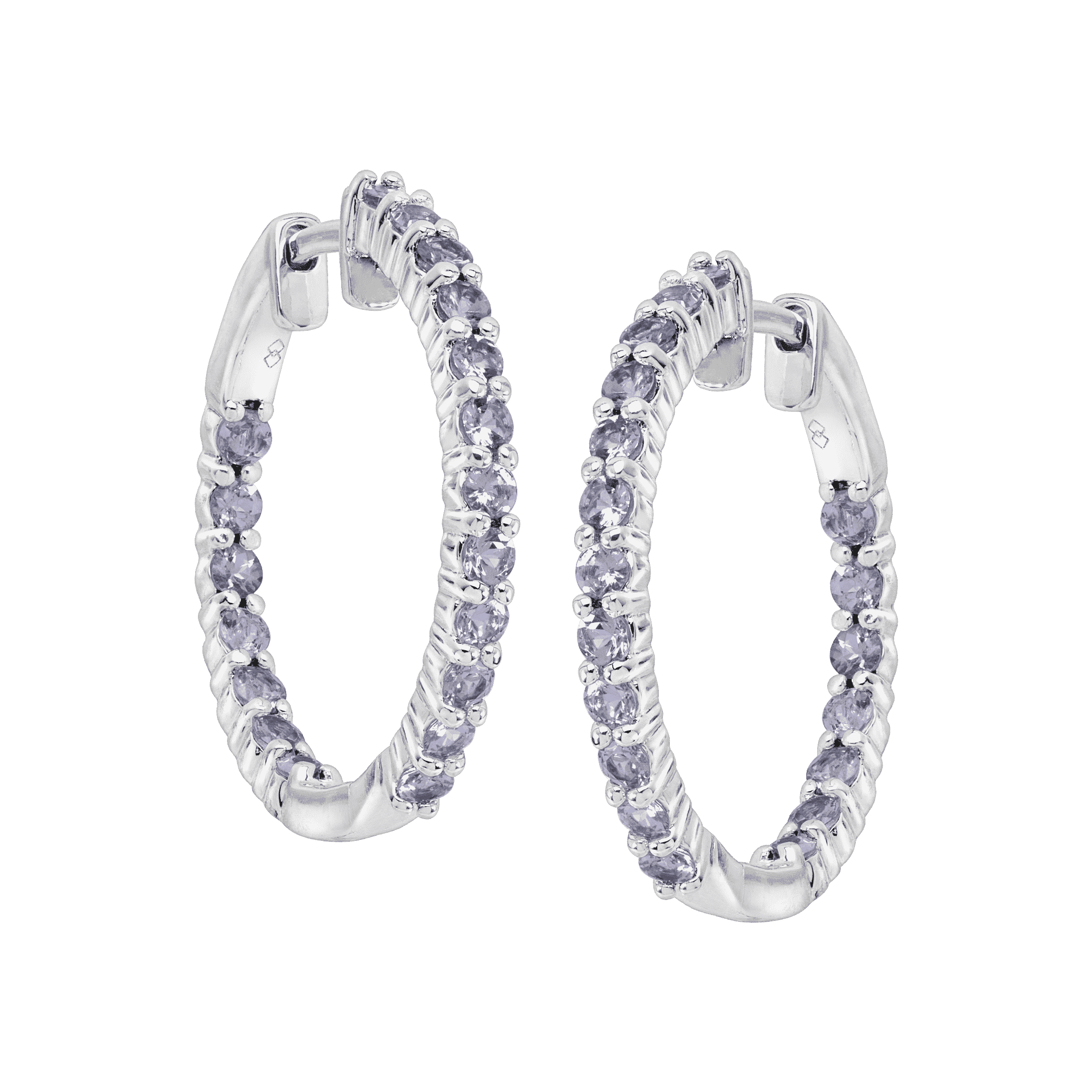 Women's Welry 24mm Tanzanite Front-Back Hoop Earrings in Sterling Silver
