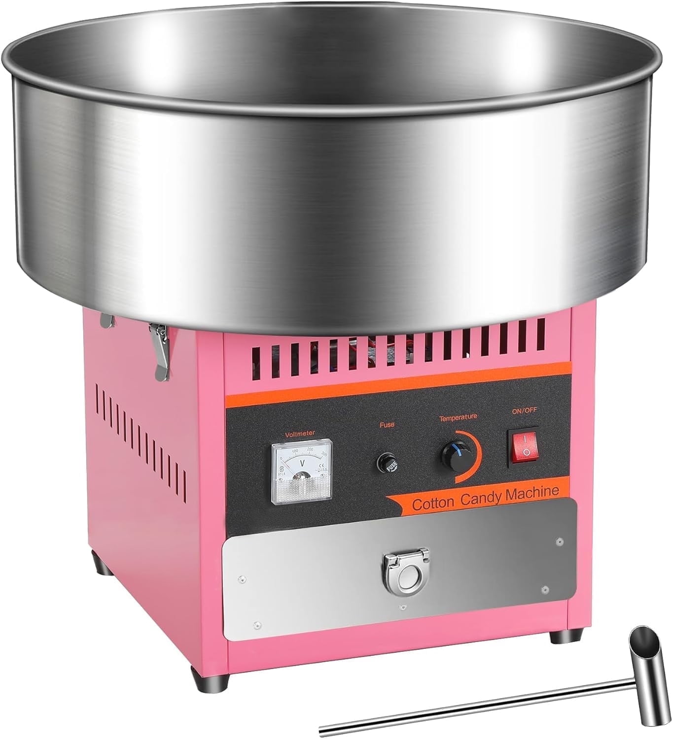 Pink Electric Cotton Candy Machine Commercial, 1000W Cotton Candy Maker with Stainless Steel Bowl, Sugar Scoop, Storage Drawer, Perfect for Family Party, Kids Birthday