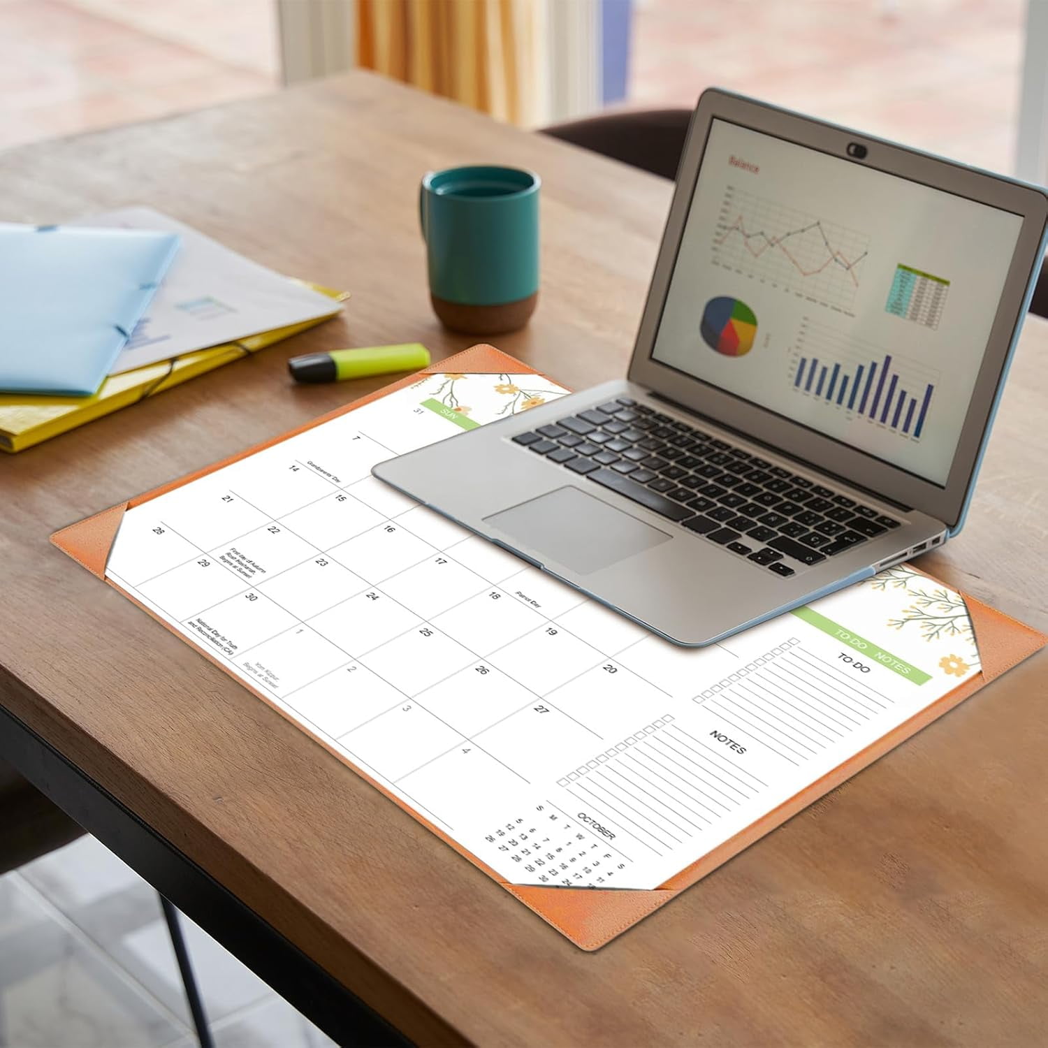 Desk Calendar 2026 with Desk Mat – 22" x 17" Large Desk Pad Calendar Runs From Sep 2025 to Dec 2026, Floral Design Desktop Calendar for Home, Office