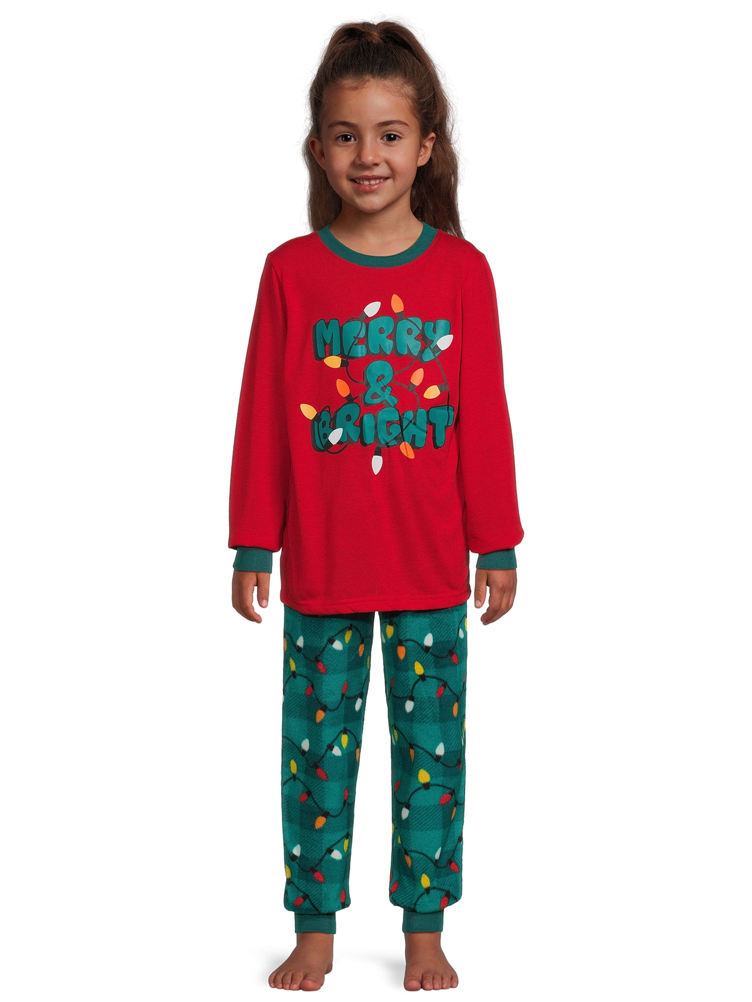Jolly Jammies Boys and Girls Unisex Merry & Bright Matching Family Pajamas Set, 2-Piece, Sizes 6-12