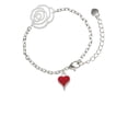thumbnail image 2 of Delight Jewelry Silvertone Small Long Red Heart Silver-tone Flower Link Chain Bracelet, 6.75"+2" Extender, 2 of 4