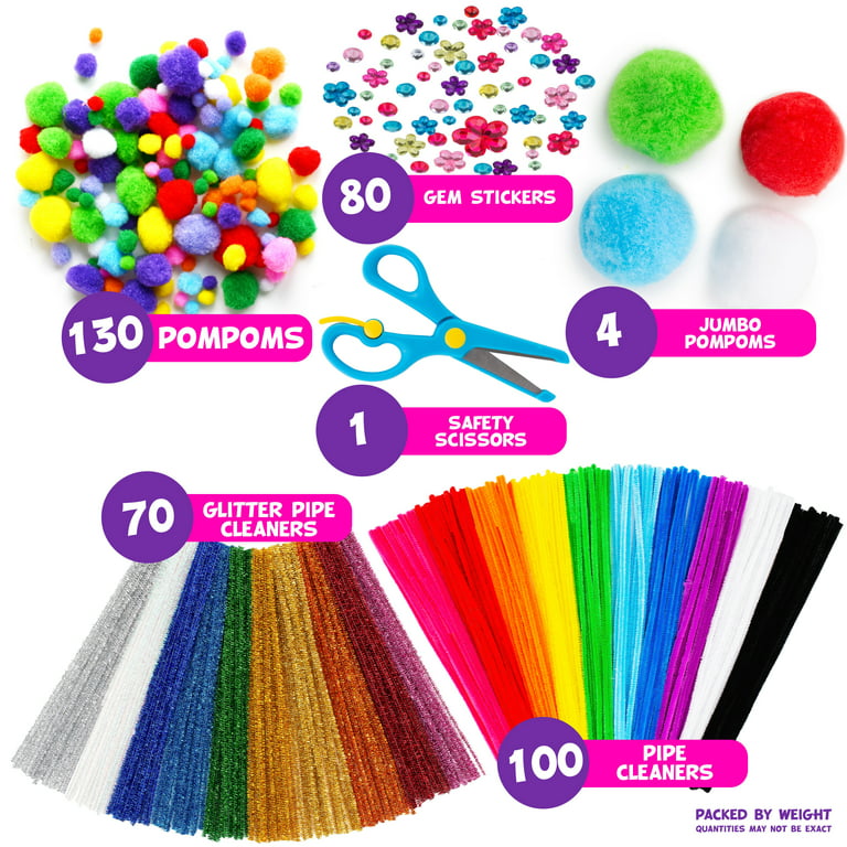 Buy Blue Squid 150 Glitter Multicolor Pipe Cleaners & 250 1 Inch Glitter  Pom-Poms for Crafts Online at desertcartKUWAIT