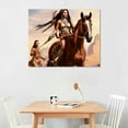 thumbnail image 2 of GOSMITH American Indian Tribal Women Female Warriors Horse and Wolf Poster decorative painting canvas wall art poster picture print modern home living room bedroom decoration, 2 of 4