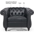 thumbnail image 3 of Chesterfield Sofa Leather,PU Leather Rolled Arm Chesterfield Single Sofa,Mid Century Upholstered Sofa Couch with Rolled Arms and Nailhead Trim Decoration for Living Room Bedroom Office,Black, 3 of 7