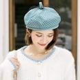 thumbnail image 2 of YooGuoGuo Women Solid Color Beret French Artist Beanie Cap with Netting, 2 of 6